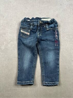 Diesel Blue Kids Denim Jeans with Pink Heart & Script
